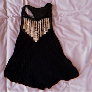 razor back black tank top with accent on chest
